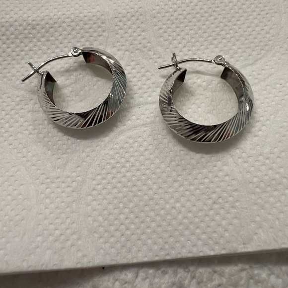 Elegant 14k White Gold Hoop Earrings - Picture 2 of 5